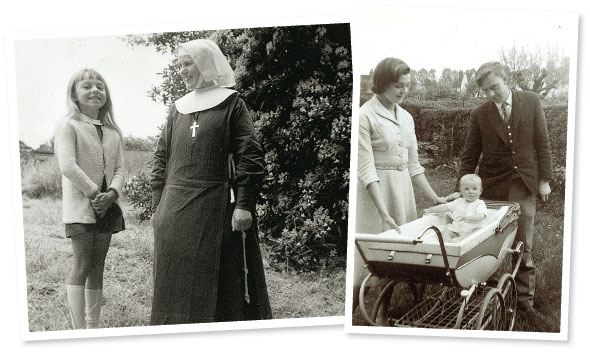 Sister Jocelyn (Sister Julienne is based on her in the book), with Jennifer's daughter Suzannah; Jennifer, her husband Philip, and Suzannah