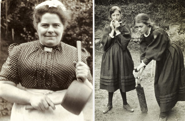 Left: Sophia Farrell, the Stephen family cook (1890) Right: Virginia Woolf and Vanessa Stephen (1893-94)